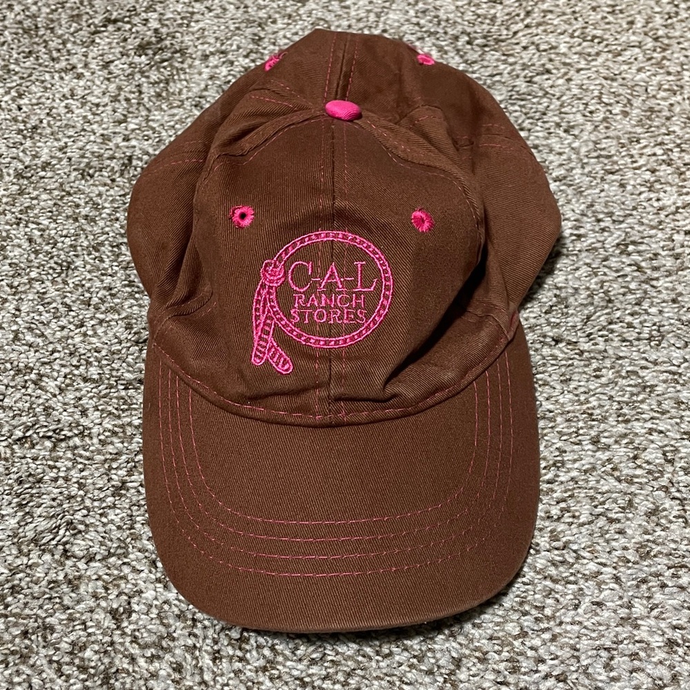 Embroidered Cal Ranch Brown and Pink Hat